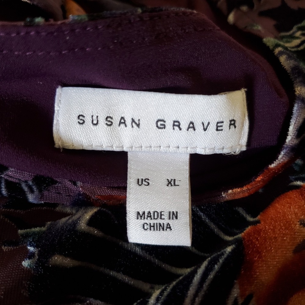 Susan Graver sz XL purple velvet burnout floral tunic top whisigoth witchy artsy - Picture 8 of 12